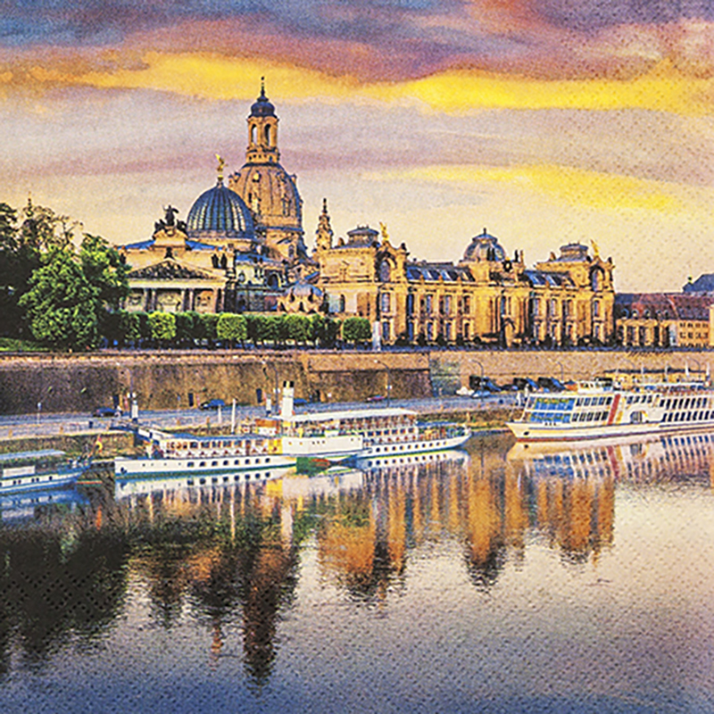 Dresden, Frauenkirche, Der goldene Ritter, Semperoper, Deutschland, Sachsen, Serviette